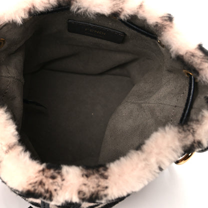 Fendi Shearling F is Fendi Macro FF 1974 Diagonal Mini Mon Tresor Bucket Bag Light Rose Black 5 of 10