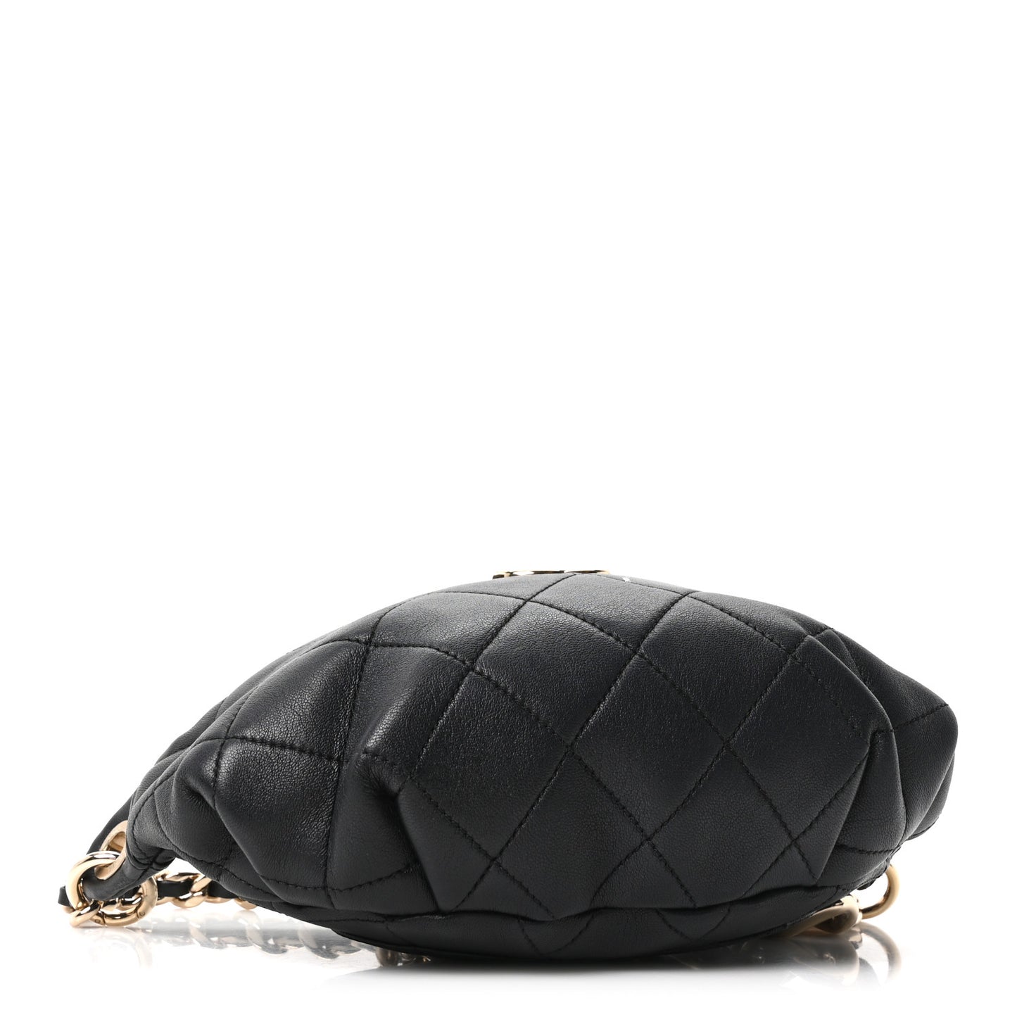 Lambskin Quilted Resin Bi-Color Waist Bag Fanny Pack Black