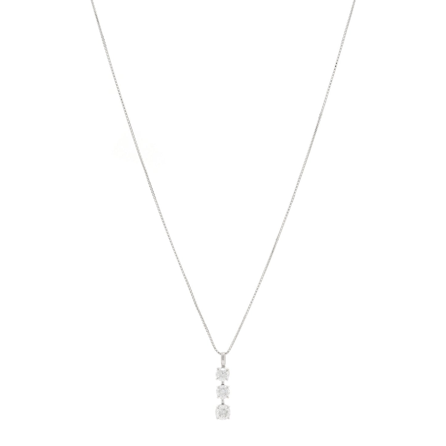 Platinum Diamond 1.03ctw Graduate Triple Drop Pendant Necklace