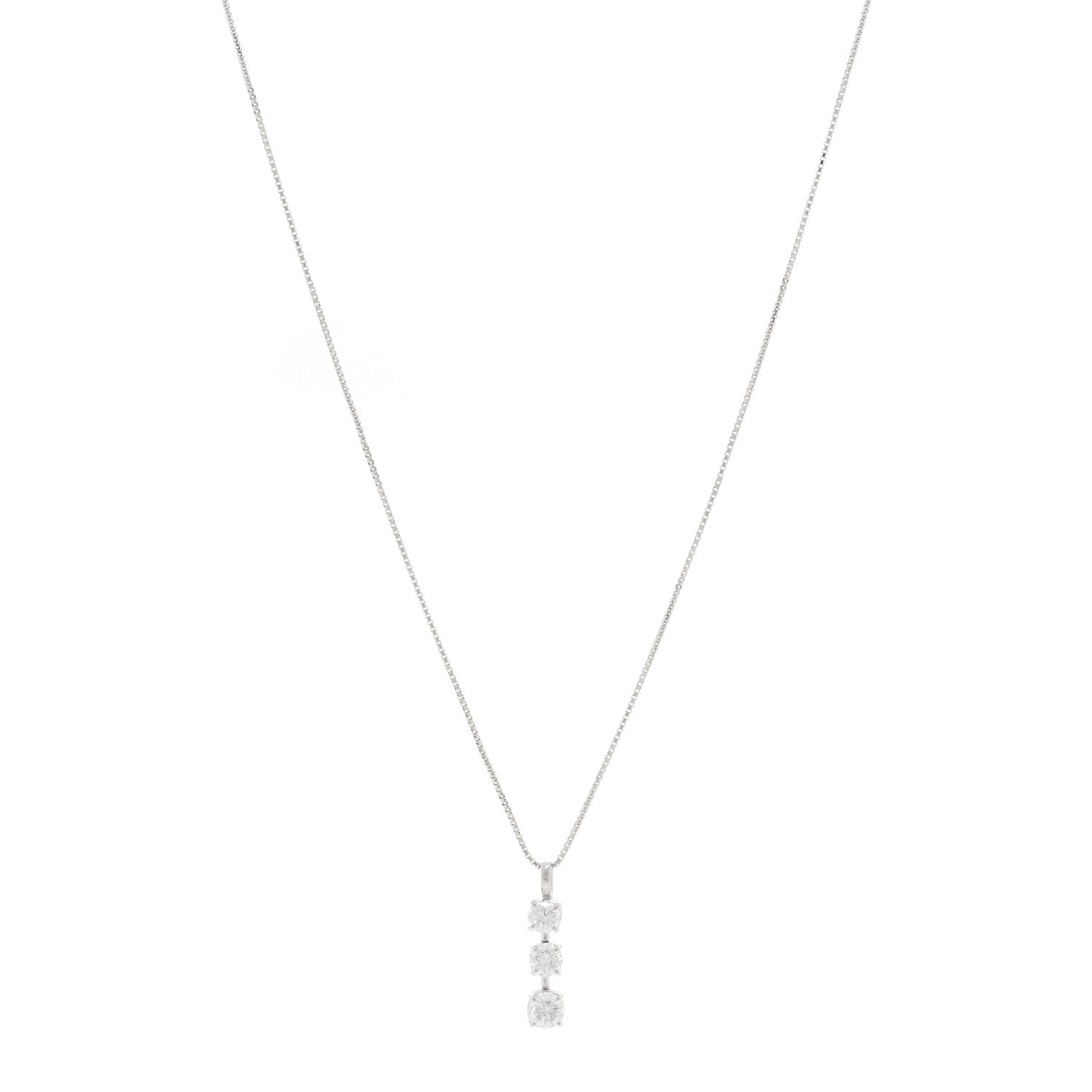 Parker & West by FASHIONPHILE Platinum Diamond 1.03ctw Graduate Triple Drop Pendant Necklace 1 of 6