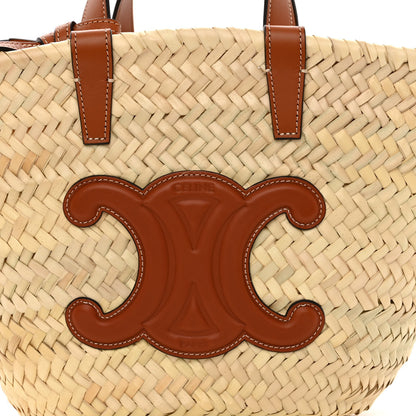 Celine Raffia Calfskin Triomphe Teen Panier Tan 7 of 9
