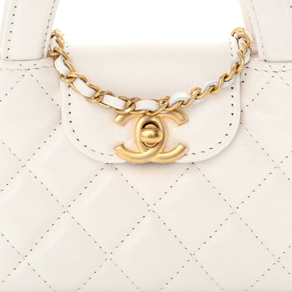 Chanel Shiny Aged Calfskin Quilted Mini Nano Kelly Shopper White 8 of 11