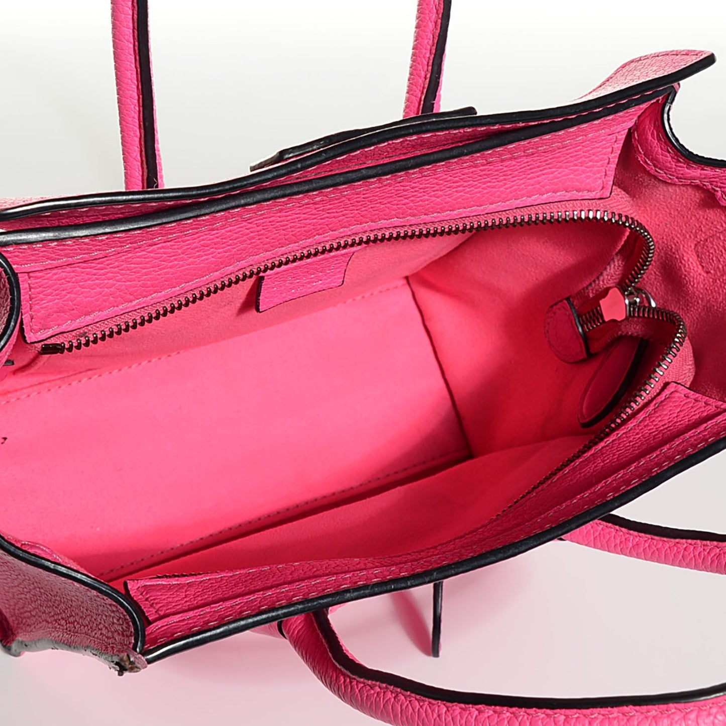 Drummed Calfskin Nano Luggage Fluo Pink