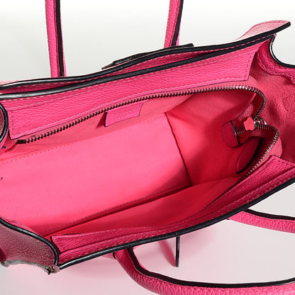 Celine Drummed Calfskin Nano Luggage Fluo Pink 5 of 7