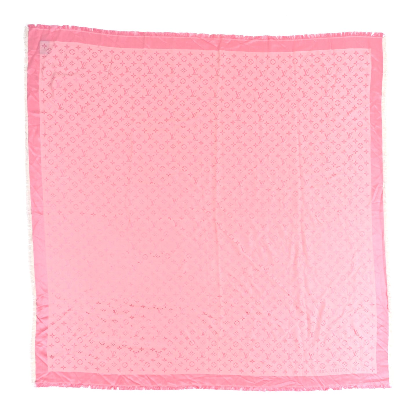 Silk Wool Monogram Denim Shawl Rose Petale