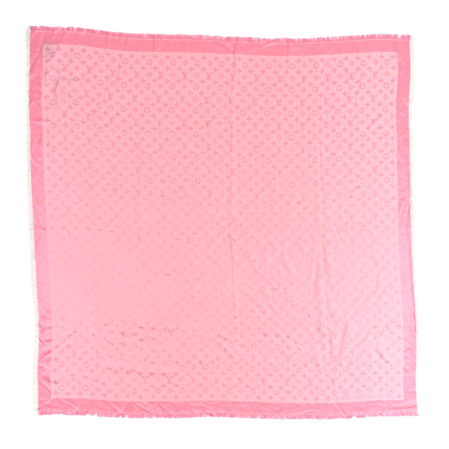Louis Vuitton Silk Wool Monogram Denim Shawl Rose Petale 1 of 3