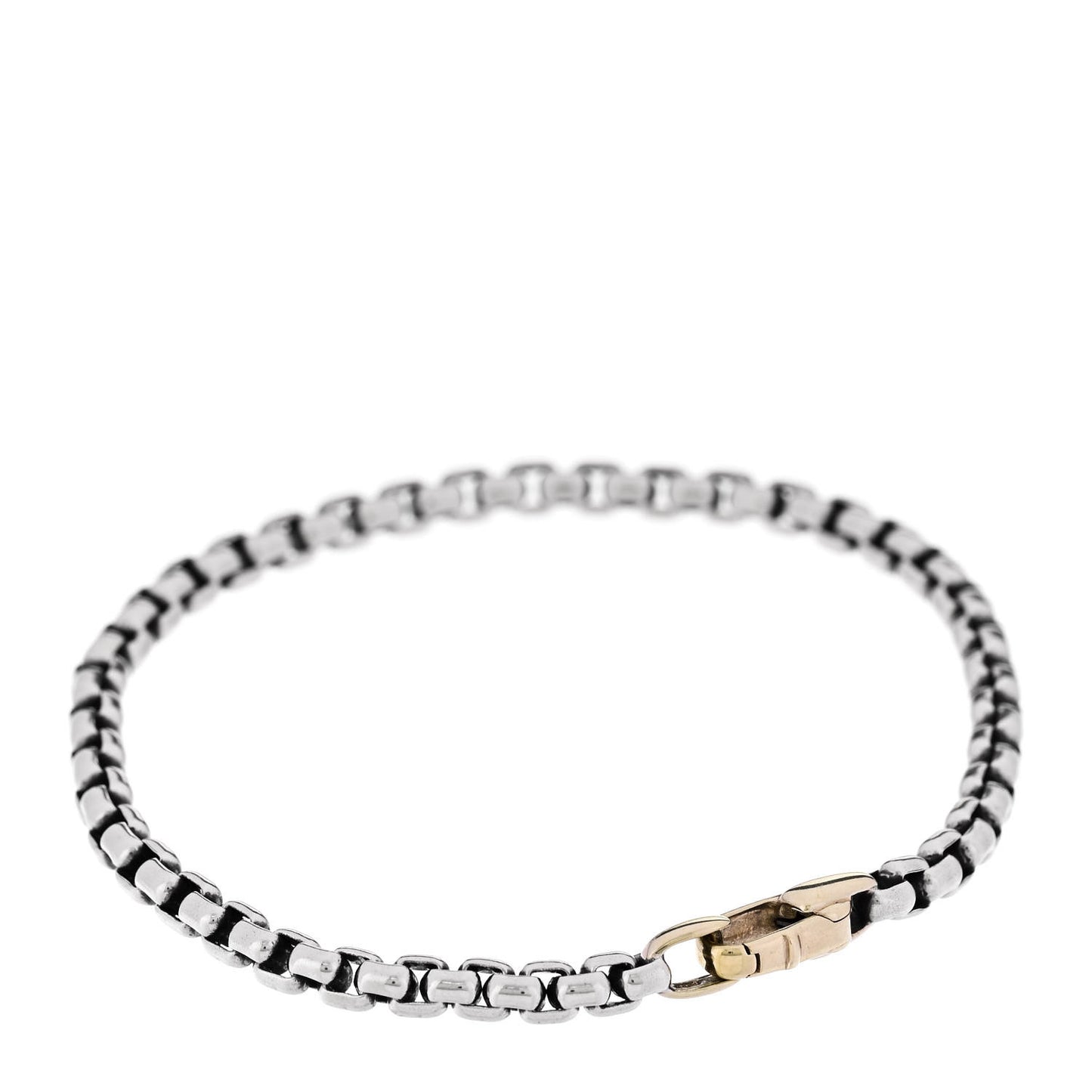 Sterling Silver 14K Yellow Gold 4mm Box Chain Bracelet