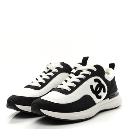 Chanel Nylon Suede Calfskin CC Sneakers 38 White Dark Grey 3 of 8