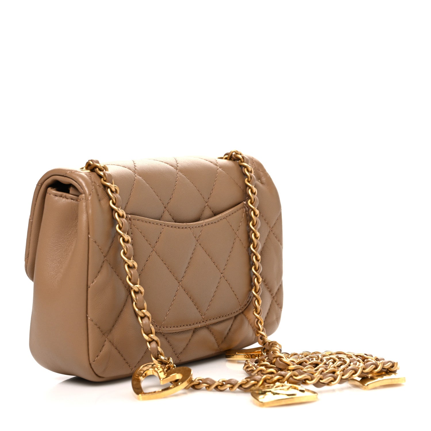 Chanel Lambskin Quilted Mini Heart Charms Flap Beige 3 of 10