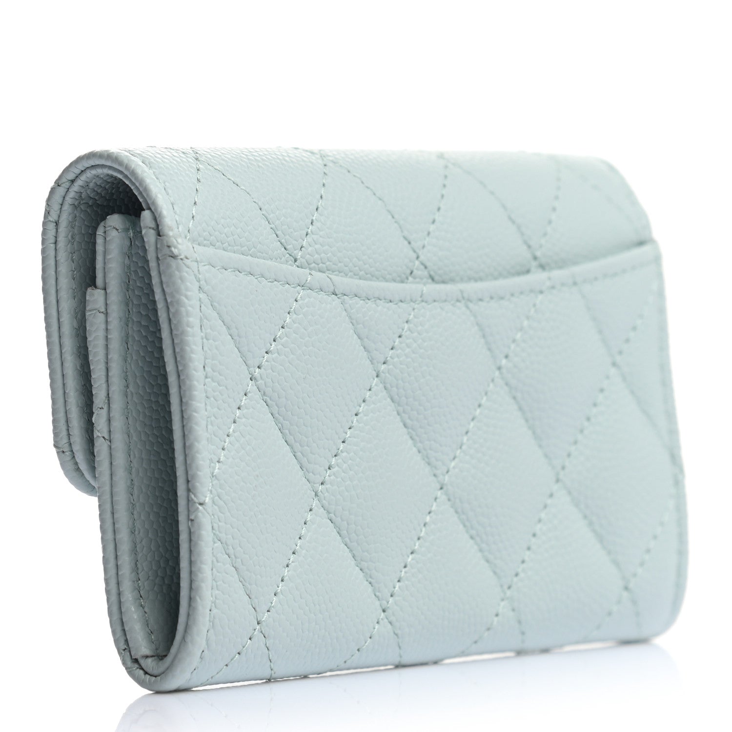 Chanel Caviar Quilted Flap Card Holder Wallet Light Blue 3 of 7