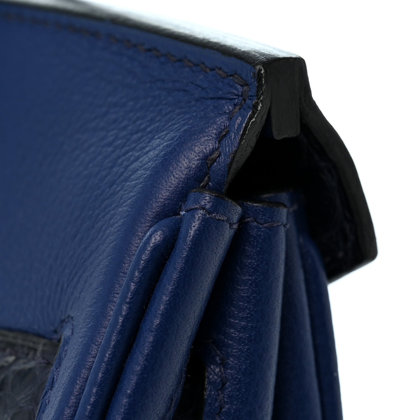 Taurillon Novillo Matte Alligator Birkin Touch 25 Bleu Saphir Marine