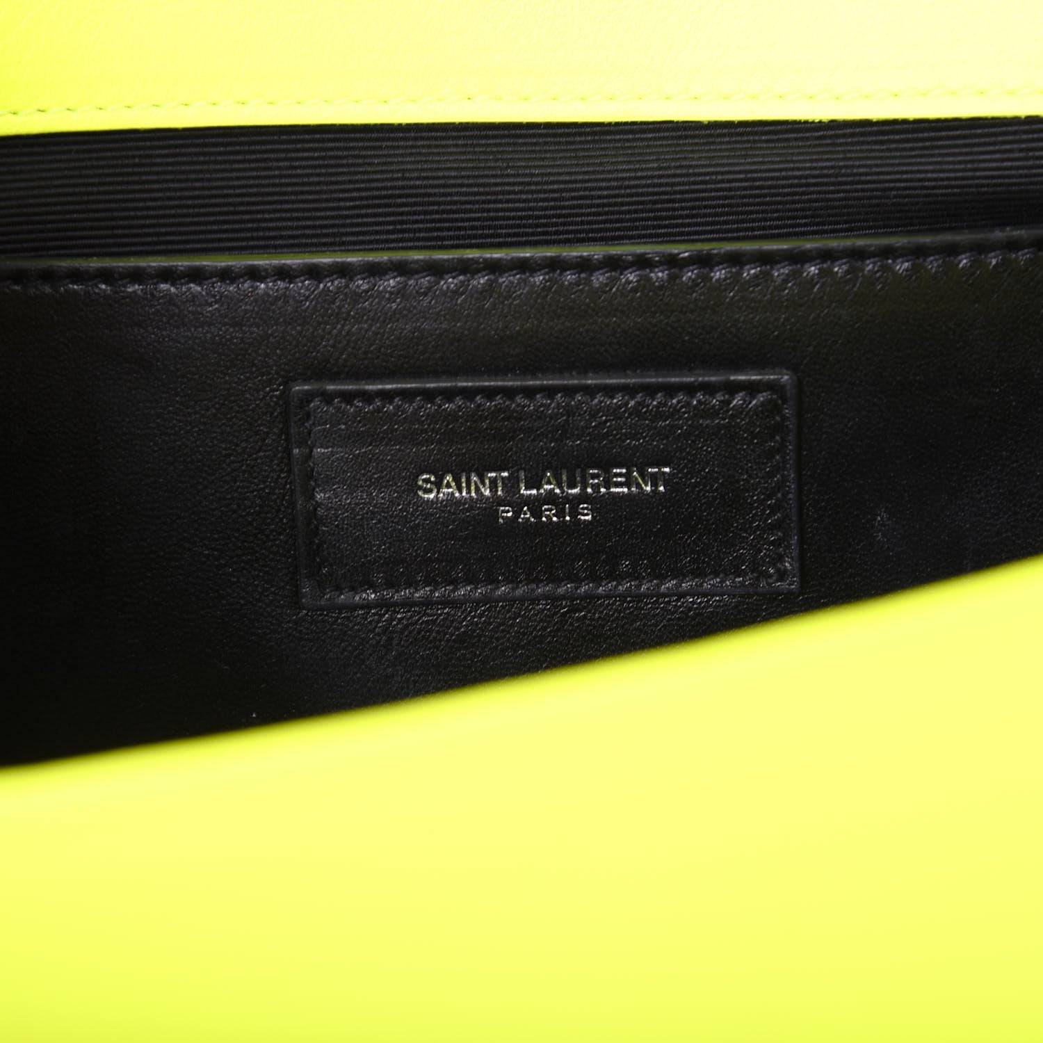 Saint Laurent Calfskin Classic Monogram Clutch Neon Yellow 6 of 11