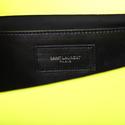 Saint Laurent Calfskin Classic Monogram Clutch Neon Yellow 6 of 11