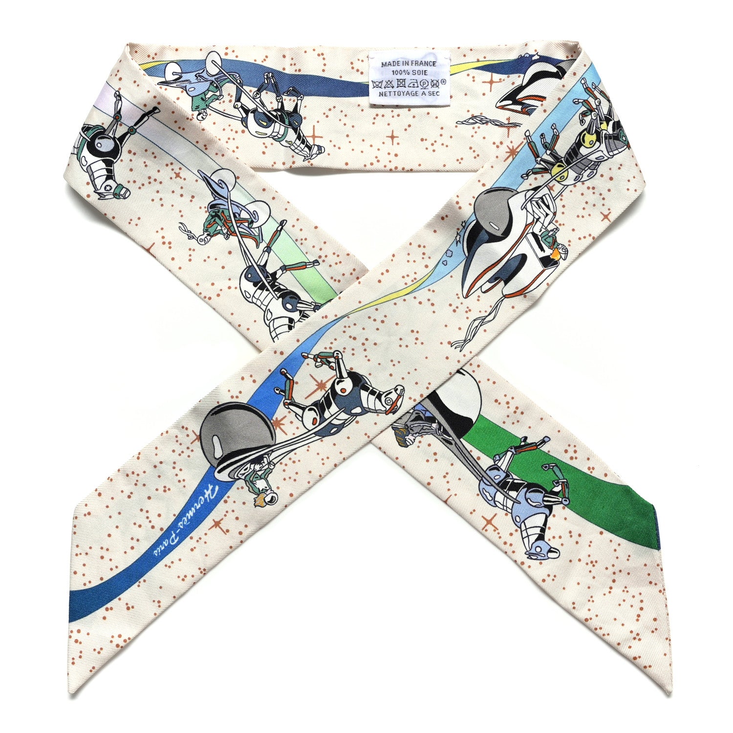 Hermes Silk Space Derby Twilly Creme Bleu Multicolor 1 of 5