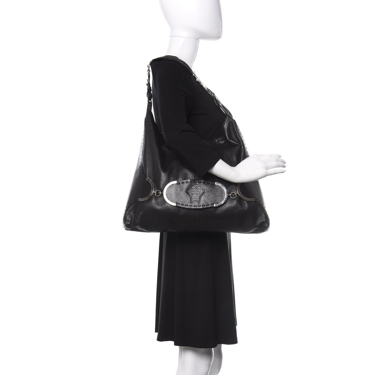 Calfskin Medusa Hobo Black