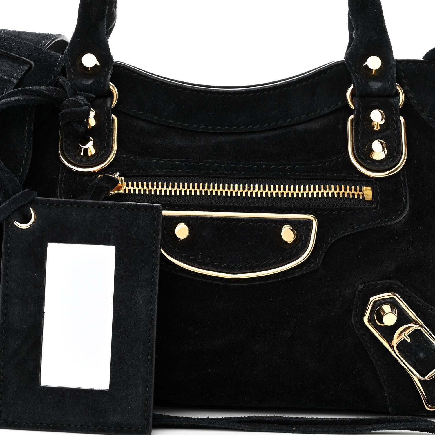 Balenciaga Baby Daim Suede Gold Metallic Edge Hardware Mini City Black 7 of 9