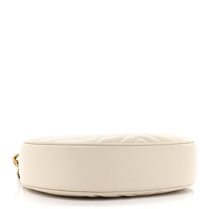 Gucci Calfskin Matelasse Chevron Mini GG Marmont Half Moon Hobo Mystic White 4 of 14