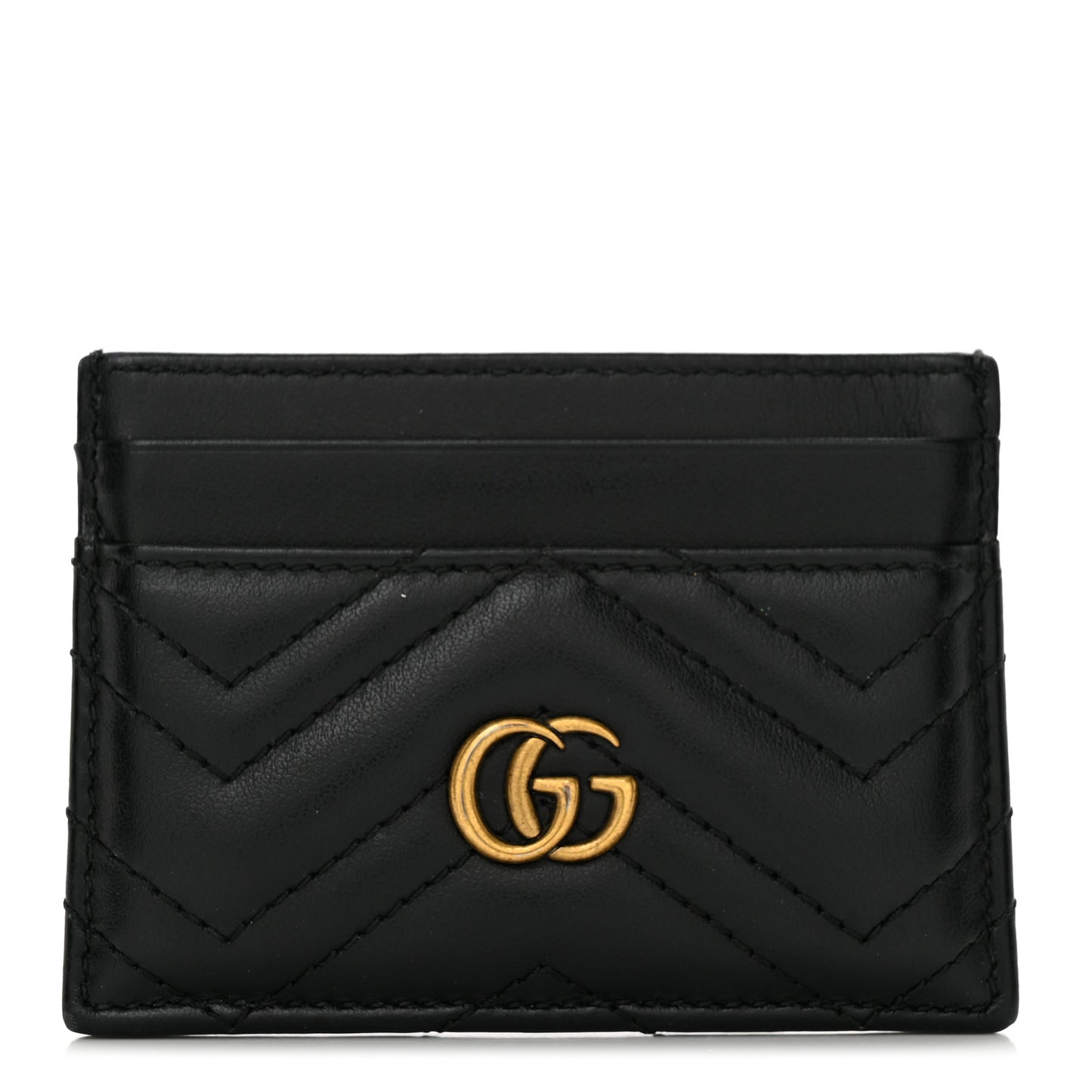 Calfskin Matelasse GG Marmont Card Holder Black