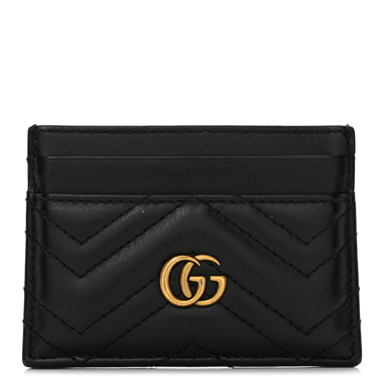 Gucci Calfskin Matelasse GG Marmont Card Holder Black 1 of 6