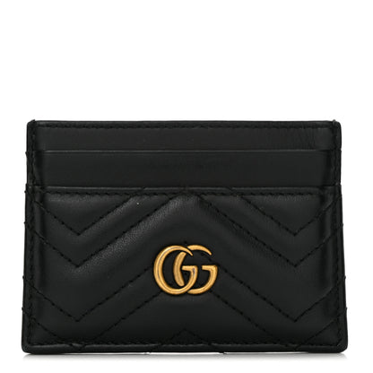 Gucci Calfskin Matelasse GG Marmont Card Holder Black 1 of 6