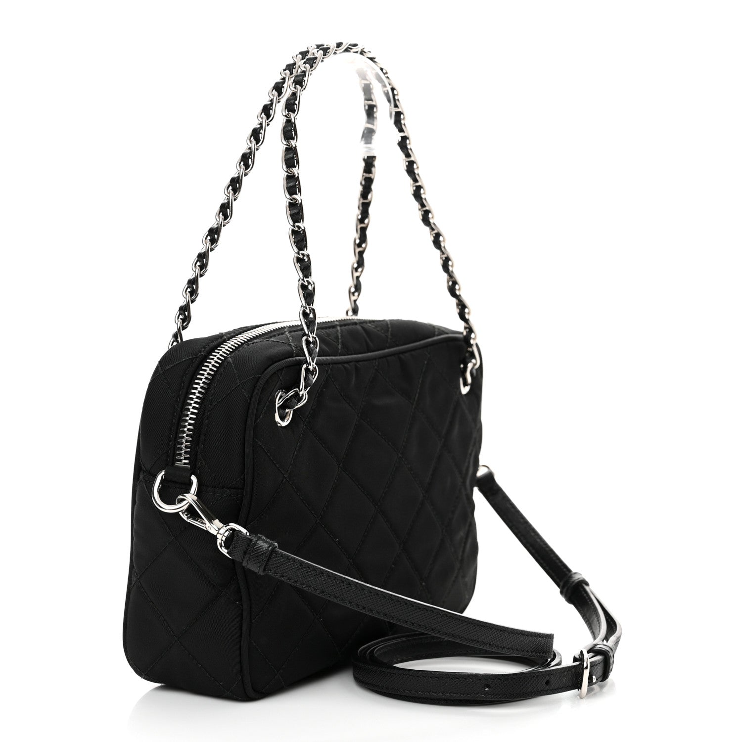 Prada Nylon Tessuto Impuntu Quilted Bandoliera Crossbody Bag Black 3 of 13