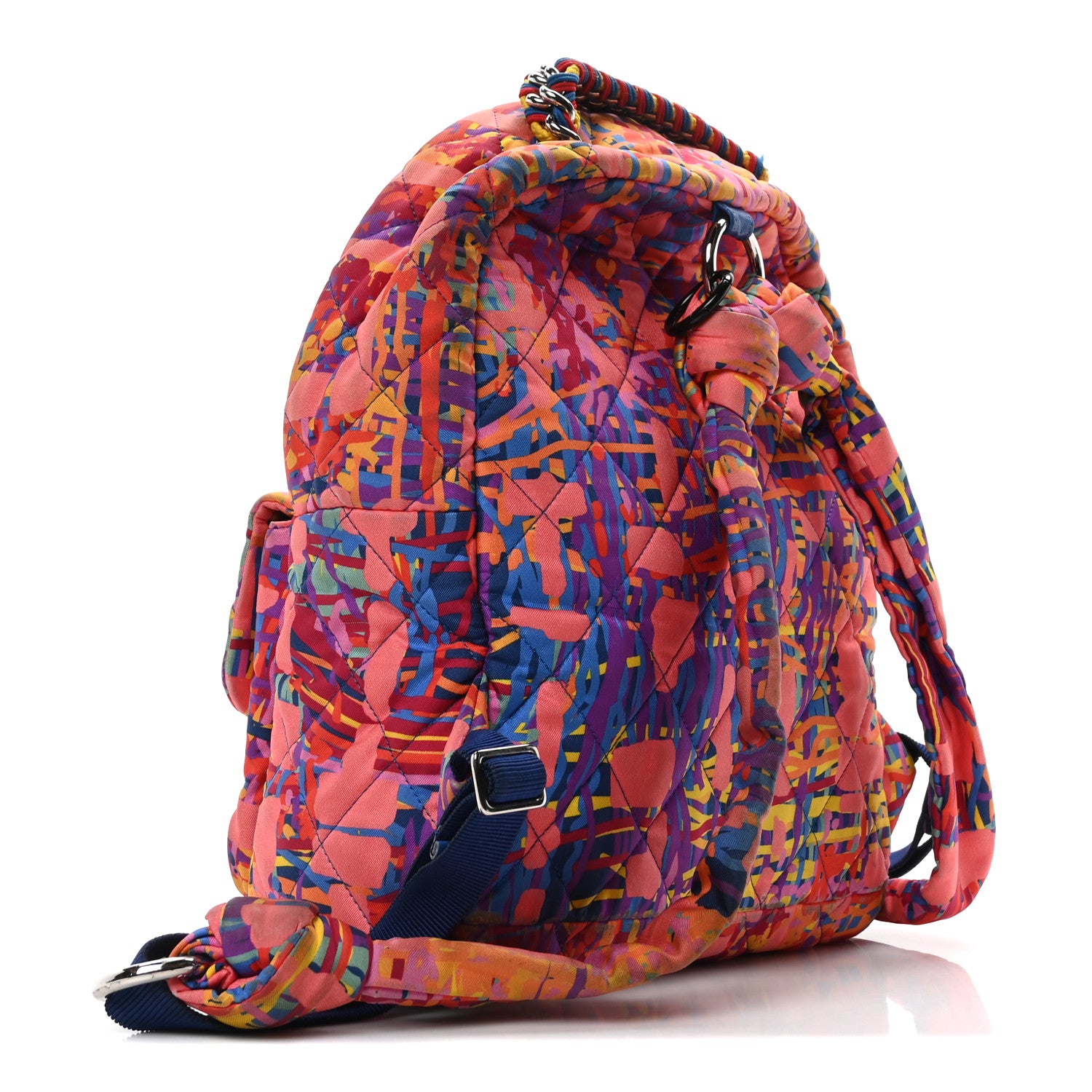 Chanel Foulard Fabric Quilted Printed Backpack Pink 5 of 19