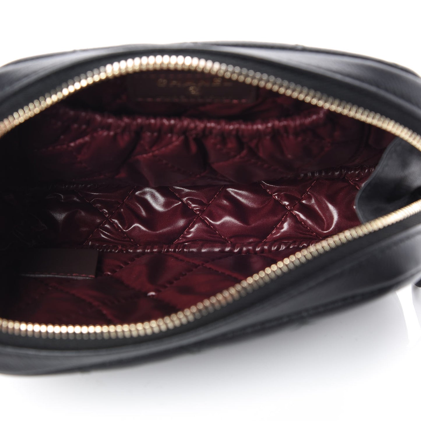 Caviar Quilted Small Curvy Pouch Cosmetic Case Black