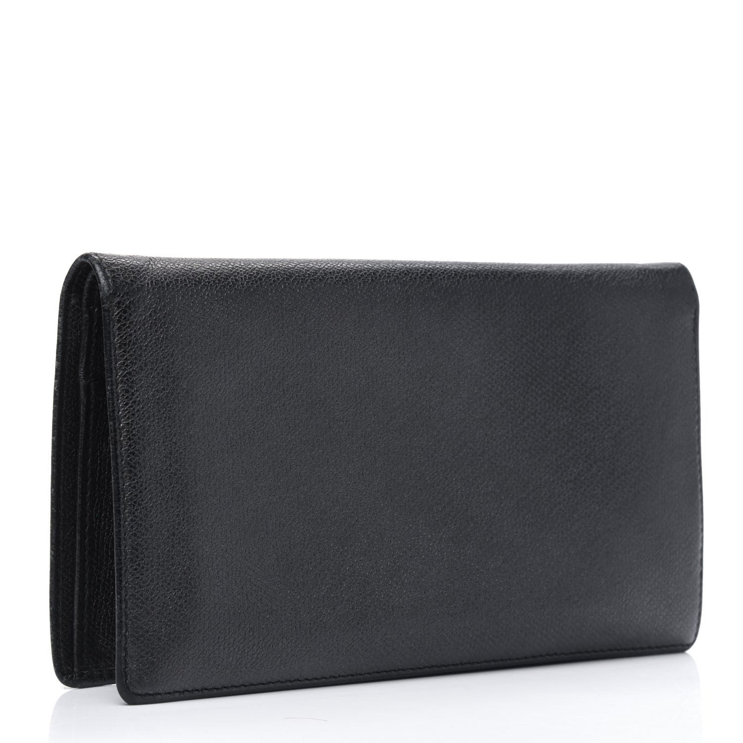 Grained Calfskin CC Button Yen Wallet Black