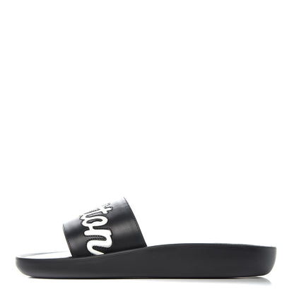 Louis Vuitton Calfskin Logo Sunbath Slide Sandals 36 Black 1 of 8
