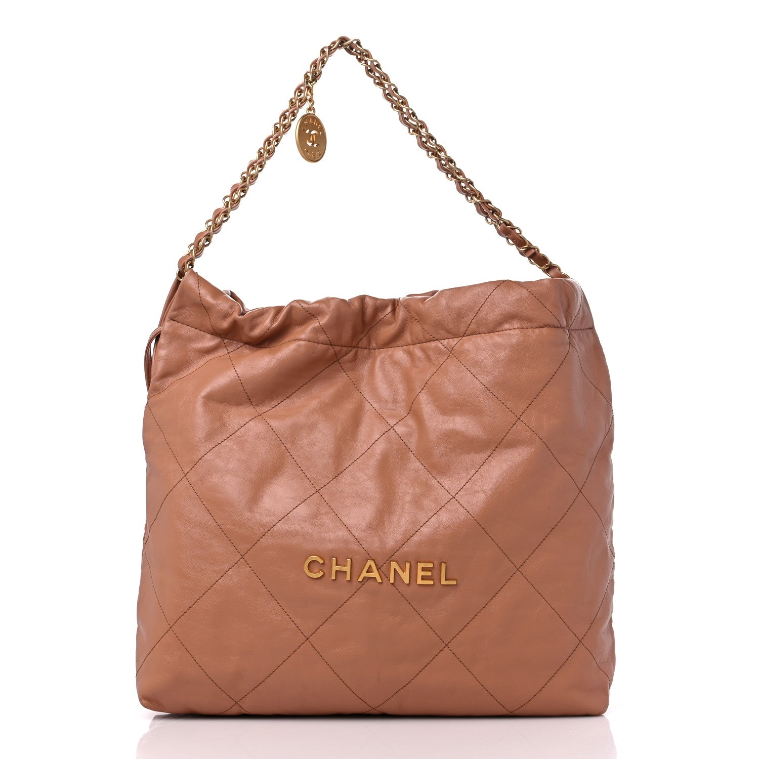 Chanel Shiny Calfskin Quilted Chanel 22 Camel 3 of 10
