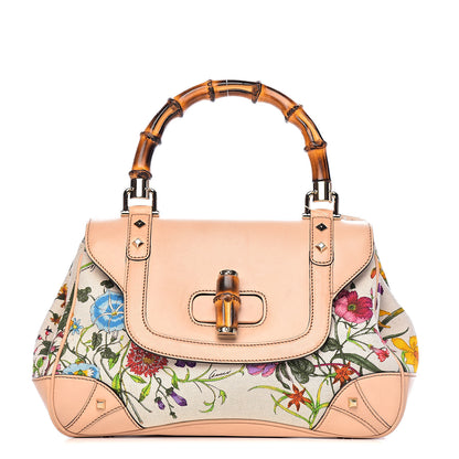 Gucci Floral Flora Canvas Bamboo Top Handle Bag 1 of 14