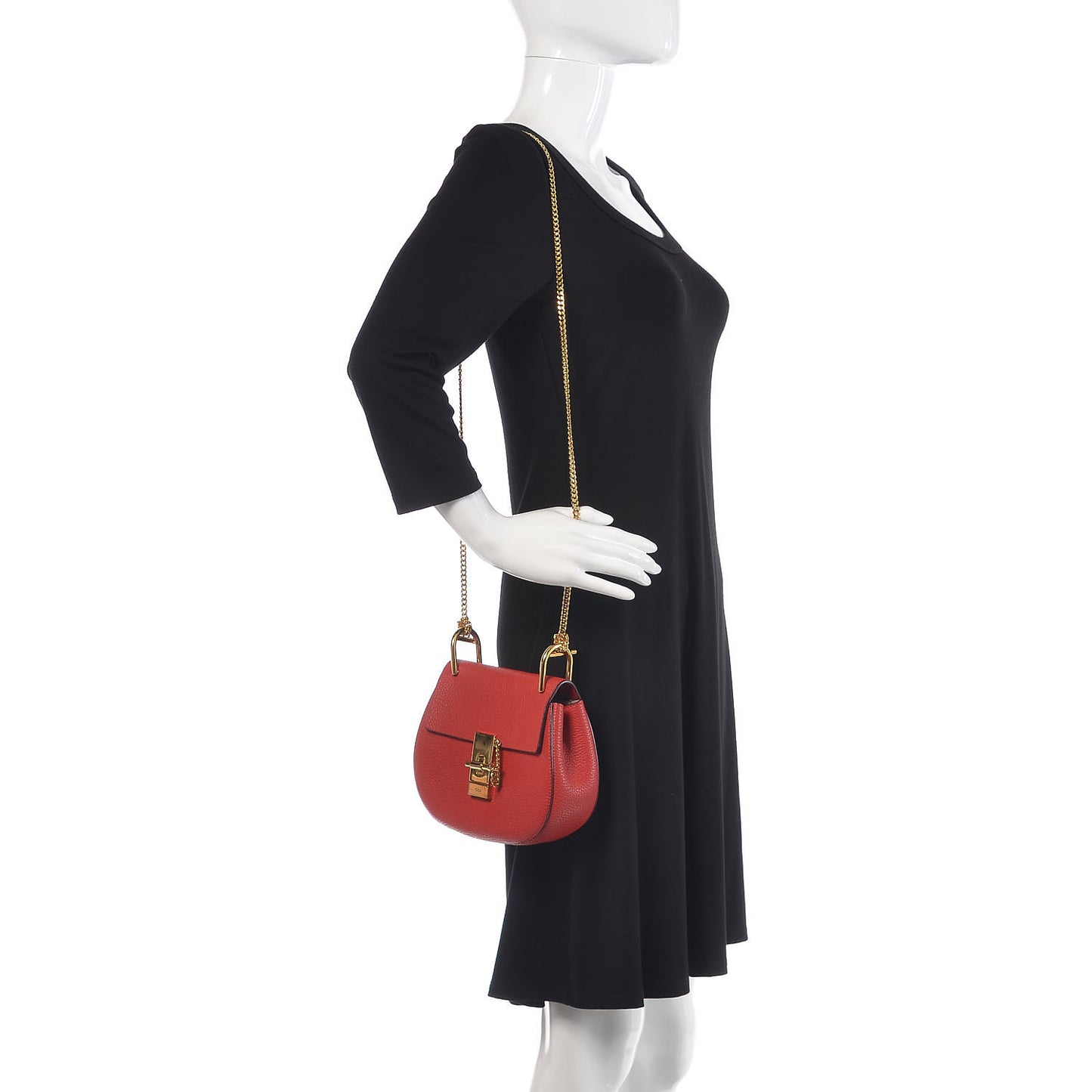 Grained Lambskin Mini Drew Shoulder Bag Plaid Red