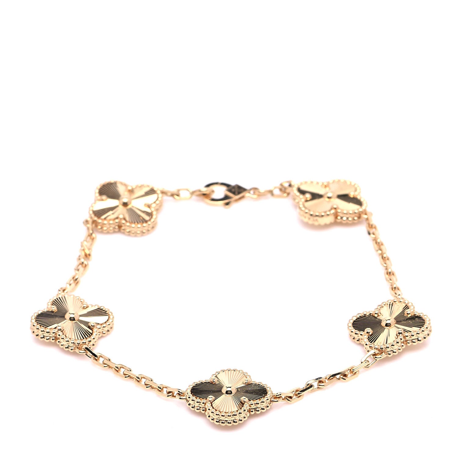 Van Cleef & Arpels 18K Yellow Gold 5 Motifs Guilloche Vintage Alhambra Bracelet 1 of 7