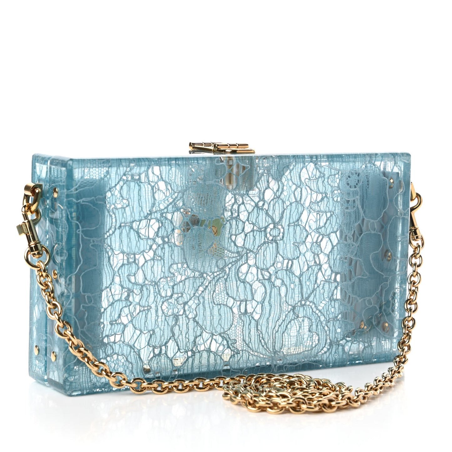 Plexiglass Dolce Box Clutch Blue