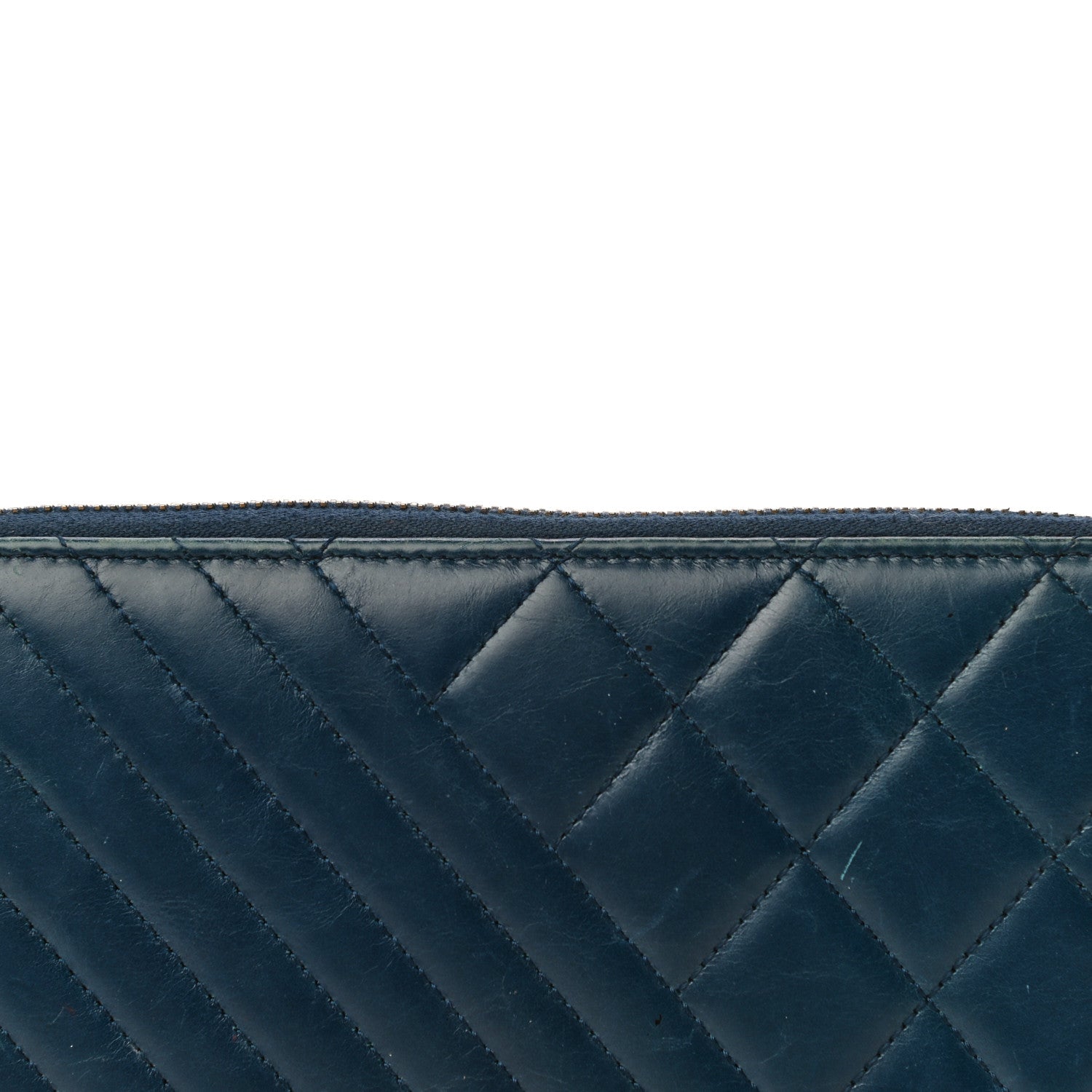 Chanel Glazed Calfskin Quilted Small Coco Boy Zip Around Wallet Blue 21 of 26