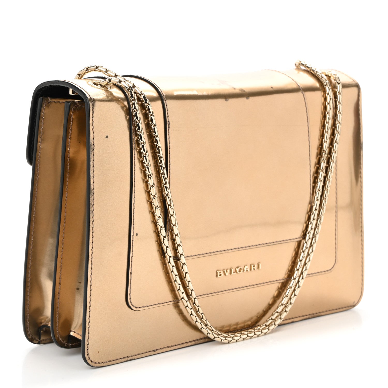 Bulgari Metallic Calfskin Serpenti Forever Shoulder Bag Bronze