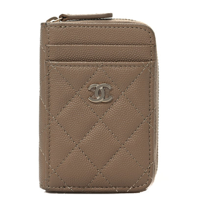 Chanel Caviar Quilted Zip Card Holder Beige 1 of 8