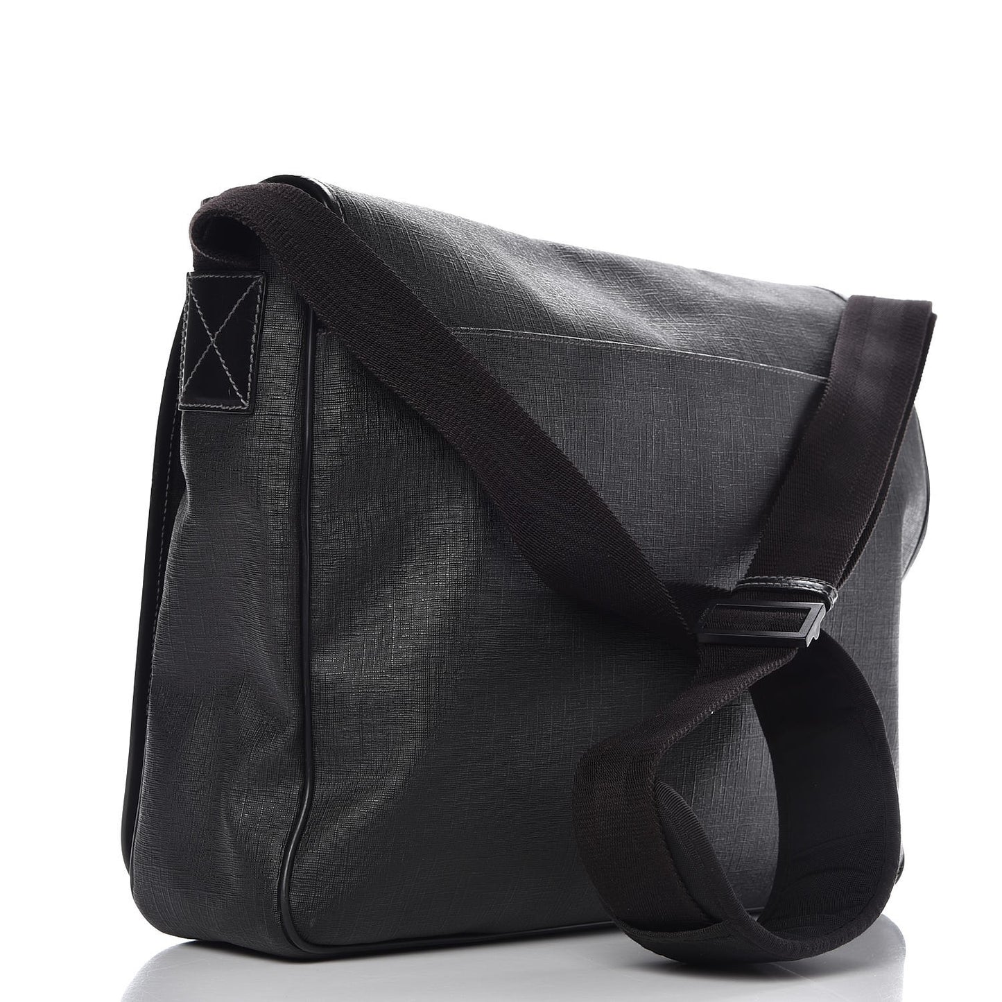 Coated Canvas Interlocking G Large Flap Messenger Bag Black