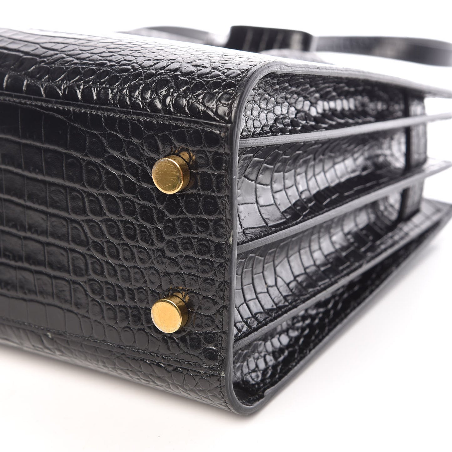 Calfskin Crocodile Embossed Baby Sac De Jour Black