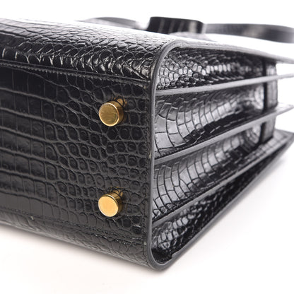 Saint Laurent Calfskin Crocodile Embossed Baby Sac De Jour Black 10 of 11