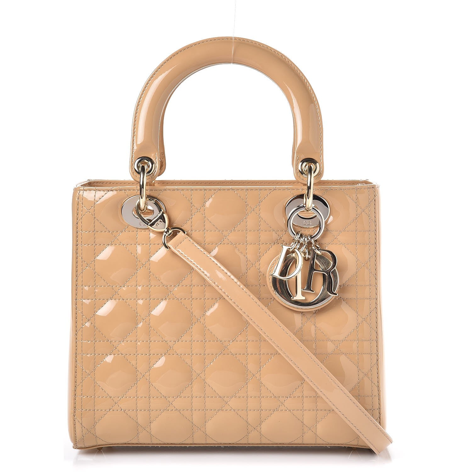 Christian Dior Patent Cannage Medium Lady Dior Beige 1 of 8