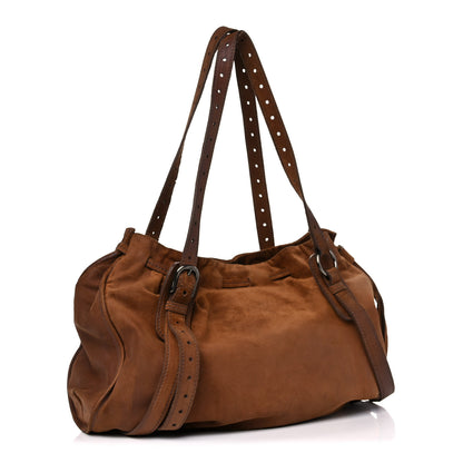 Miu Miu Suede Drawstring Tote Brown 2 of 23