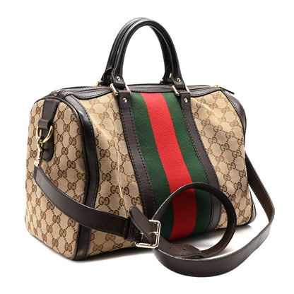 Gucci Monogram Vintage Web Medium Boston Dark Brown 3 of 12