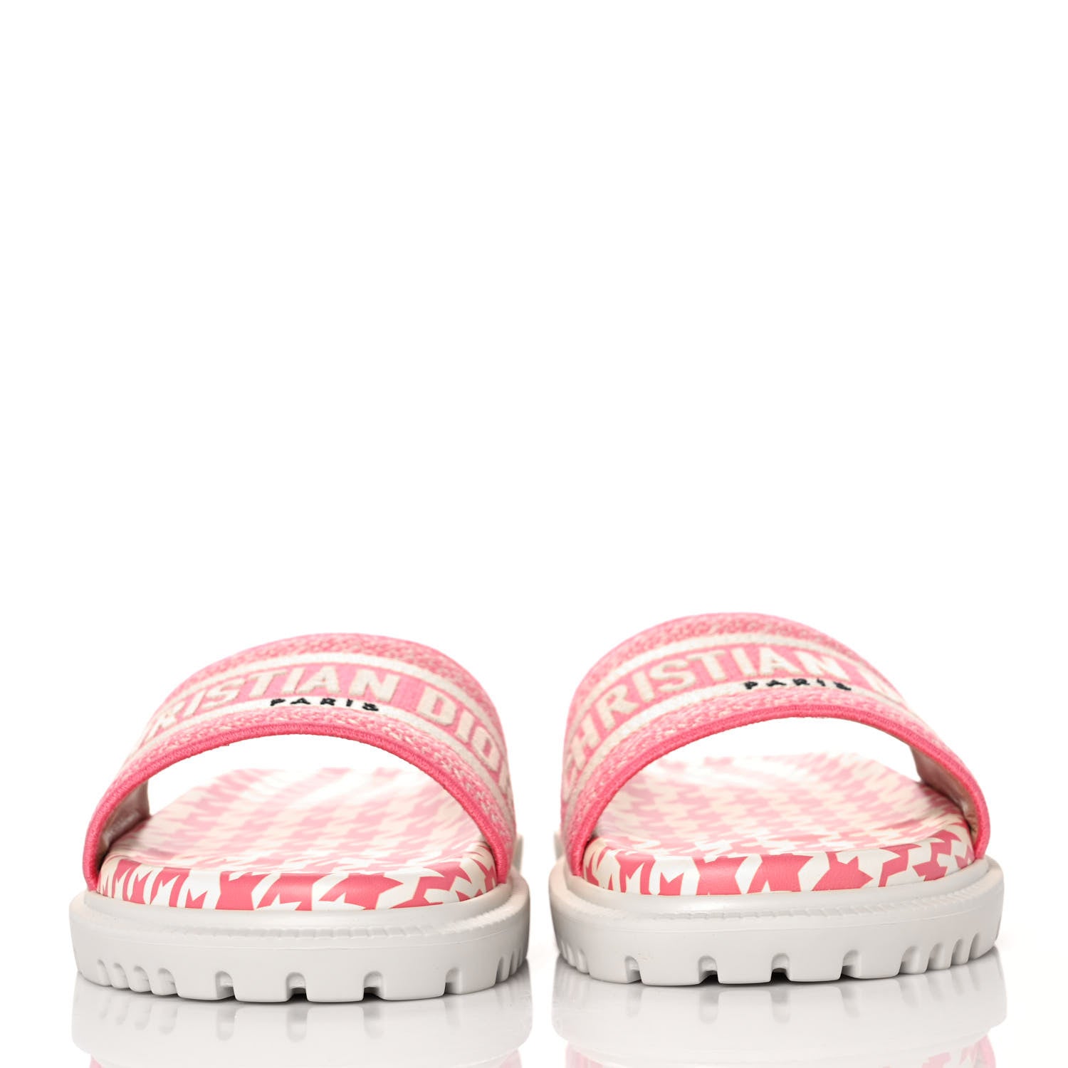 Christian Dior Micro PDP Cotton Houndstooth Embroidered Dway 10mm Slide Sandals 38 Peony 2 of 9