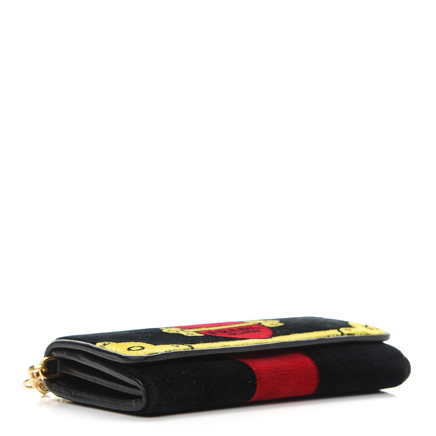 Prada Velluto Ricamo Cahir Chain Wallet Black 4 of 8