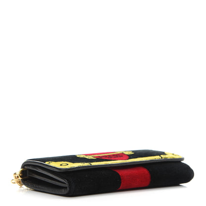 Prada Velluto Ricamo Cahir Chain Wallet Black 4 of 8
