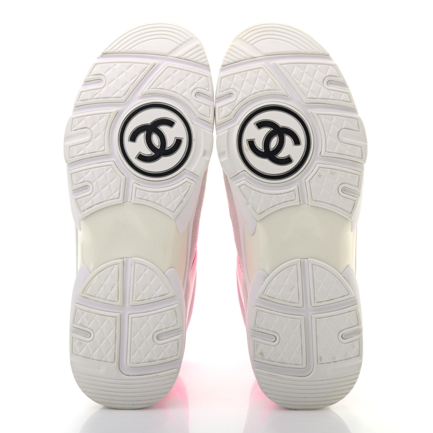 Chanel Suede Calfskin Lambskin Neoprene High Top CC Sneakers 40 White Fluo Pink 5 of 7