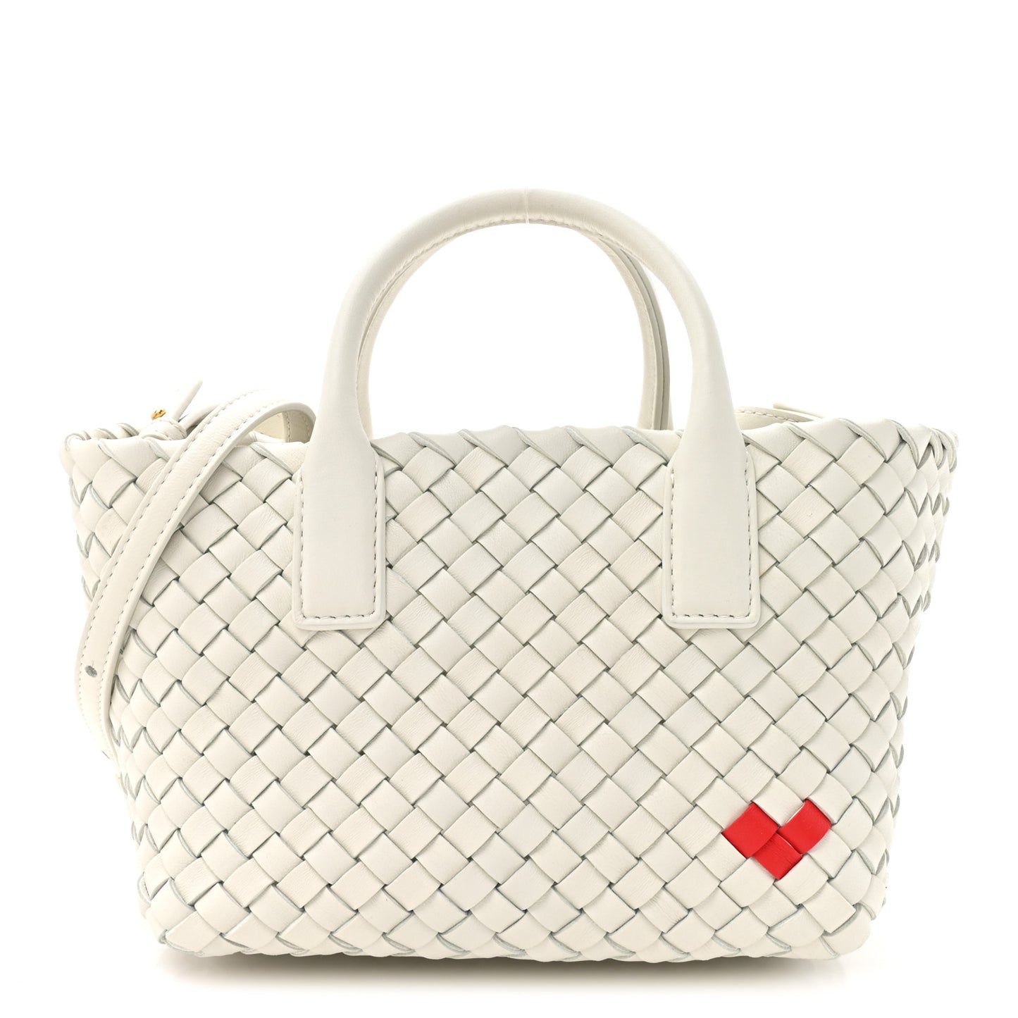 Nappa Intrecciato Mini Heart Cabat White