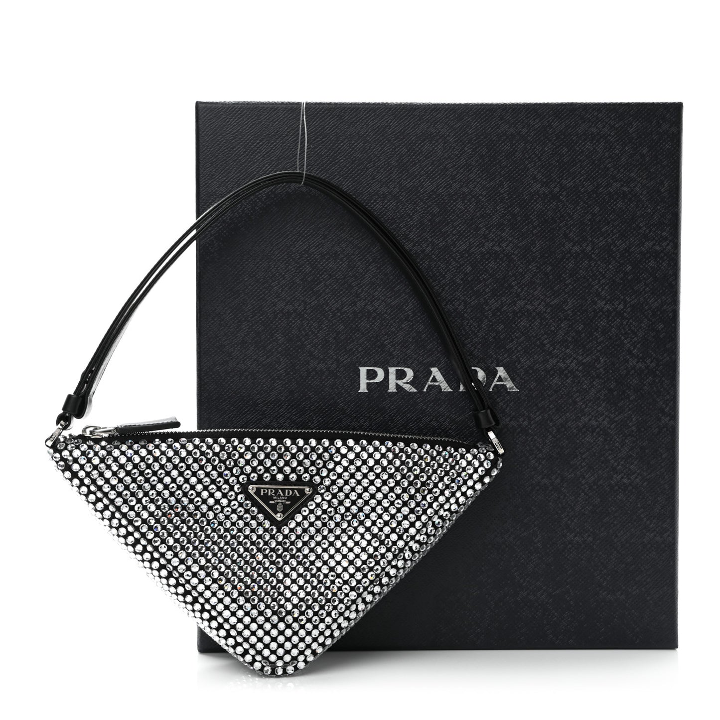 Satin Crystal Triangle Pouch Cristal