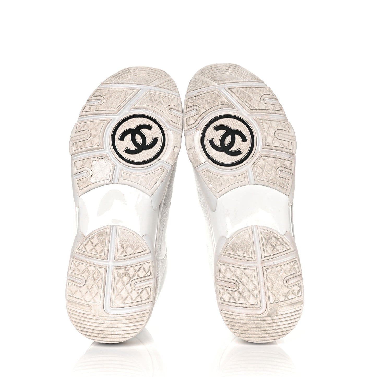 Suede Calfskin Fabric CC Sneakers 40 White